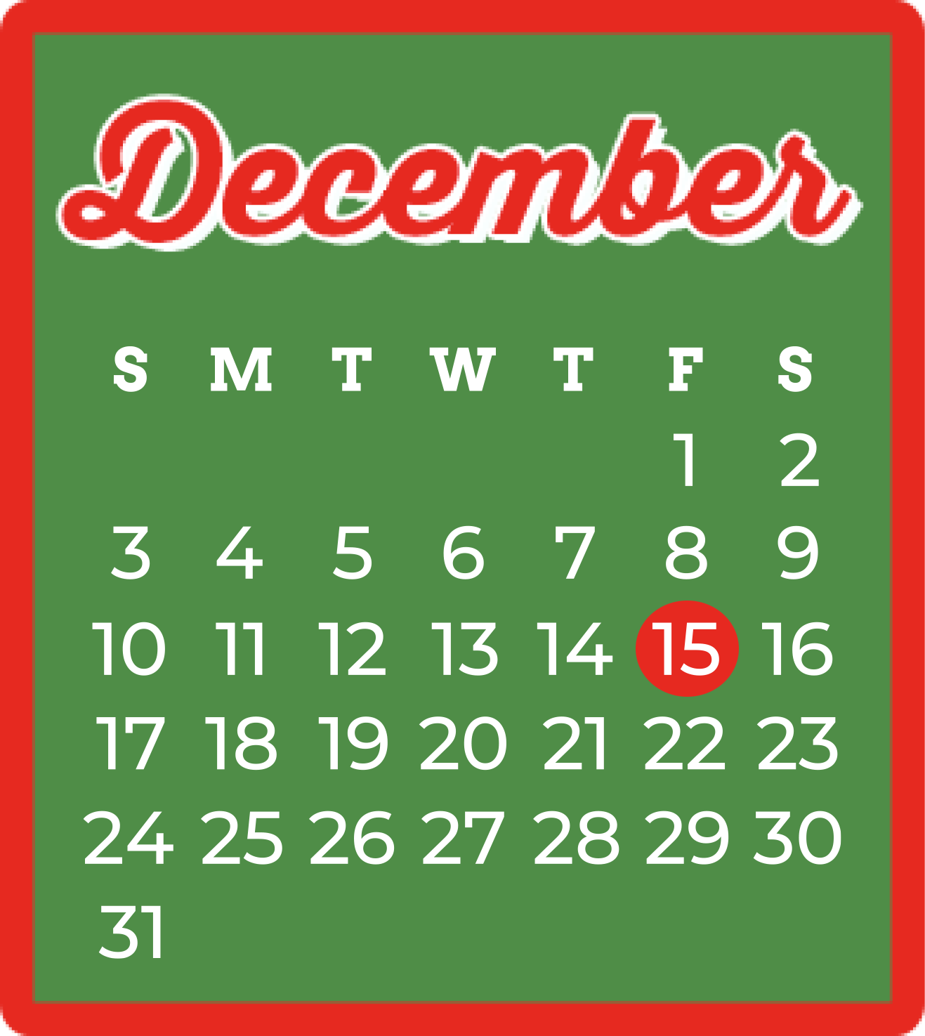 December 2024 calendar